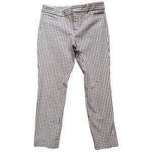 Banana Republic Women's Sloan Dress Pants Flat Front Size 6 Pink Black Plaid